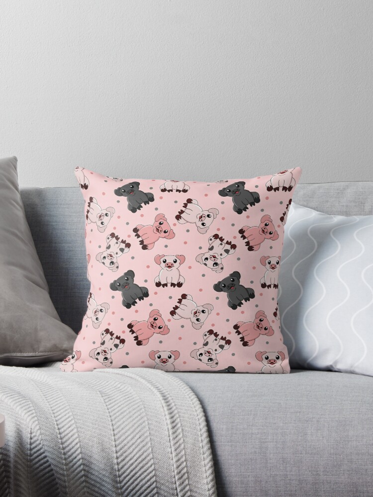 Pink and Black Pigs on Pink Pillows