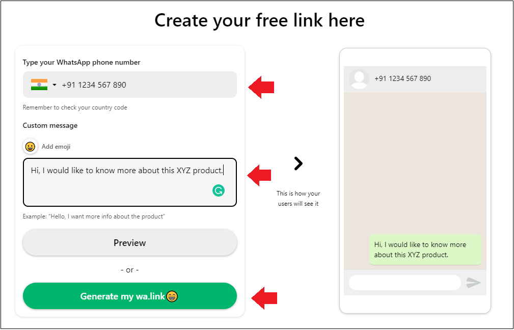 create whatsapp link