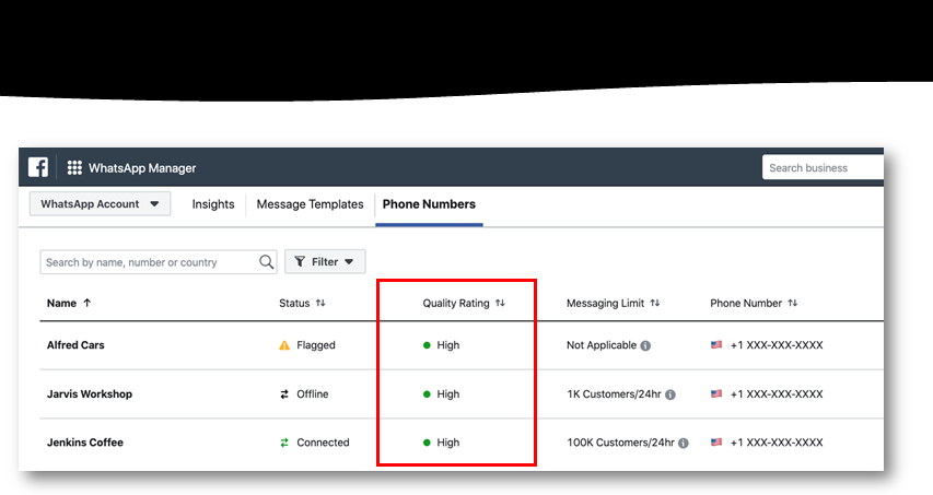 quality rating for whatsapp api