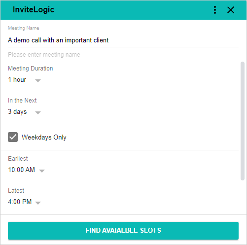 Find meeting time slots with one click across all calendars and team members