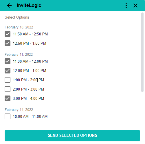 Find meeting time slots with one click across all calendars and team members