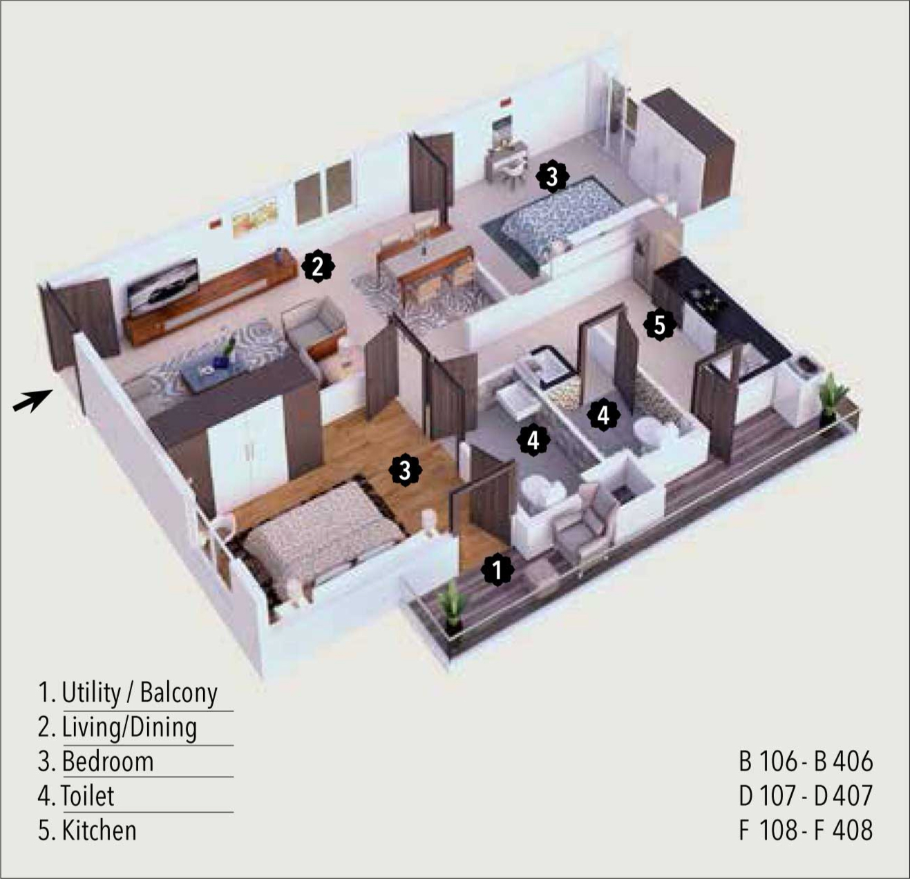 BPTP 4BHK Floor plan 1998 sqft layout