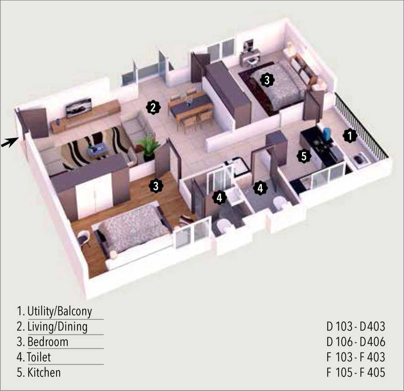 BPTP 4BHK Floor plan 1998 sqft layout