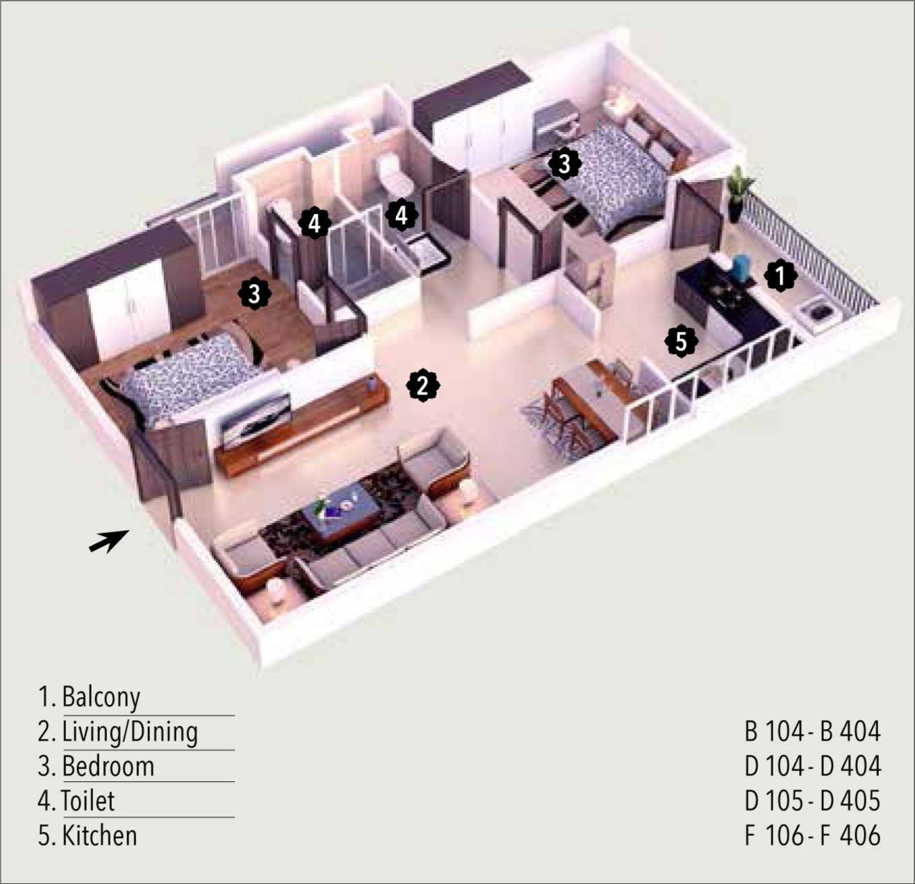 BPTP 4BHK Floor plan 1998 sqft layout