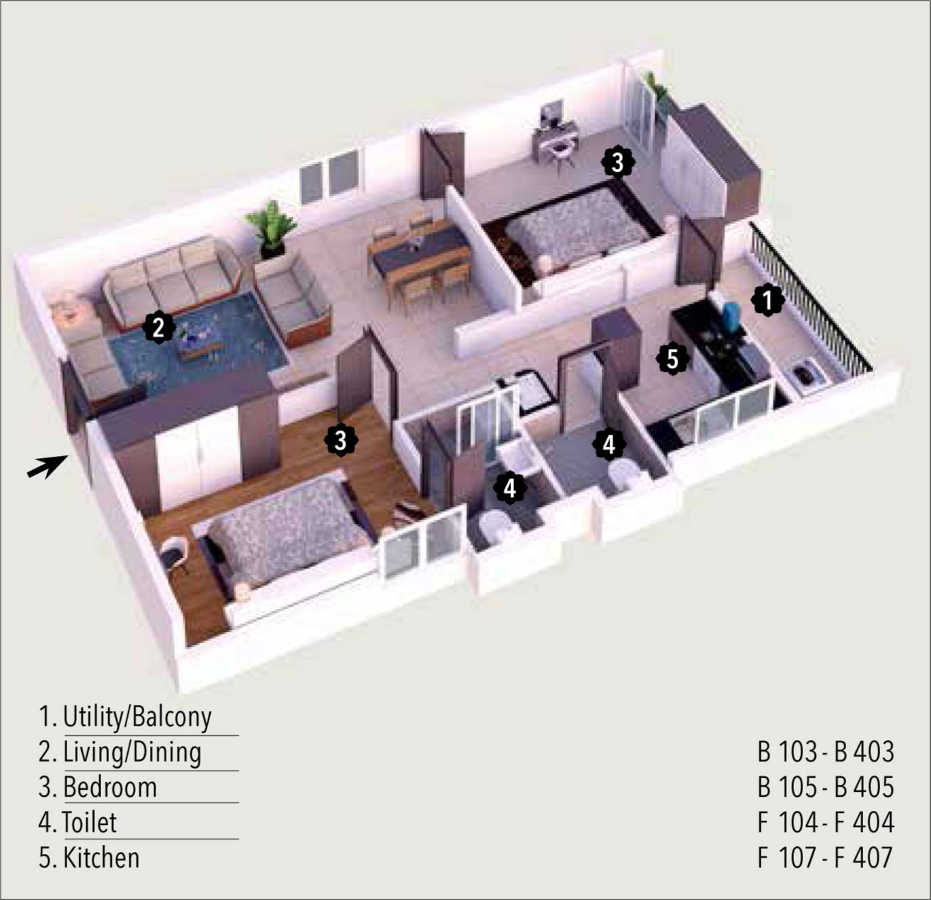 BPTP 4BHK Floor plan 1998 sqft layout