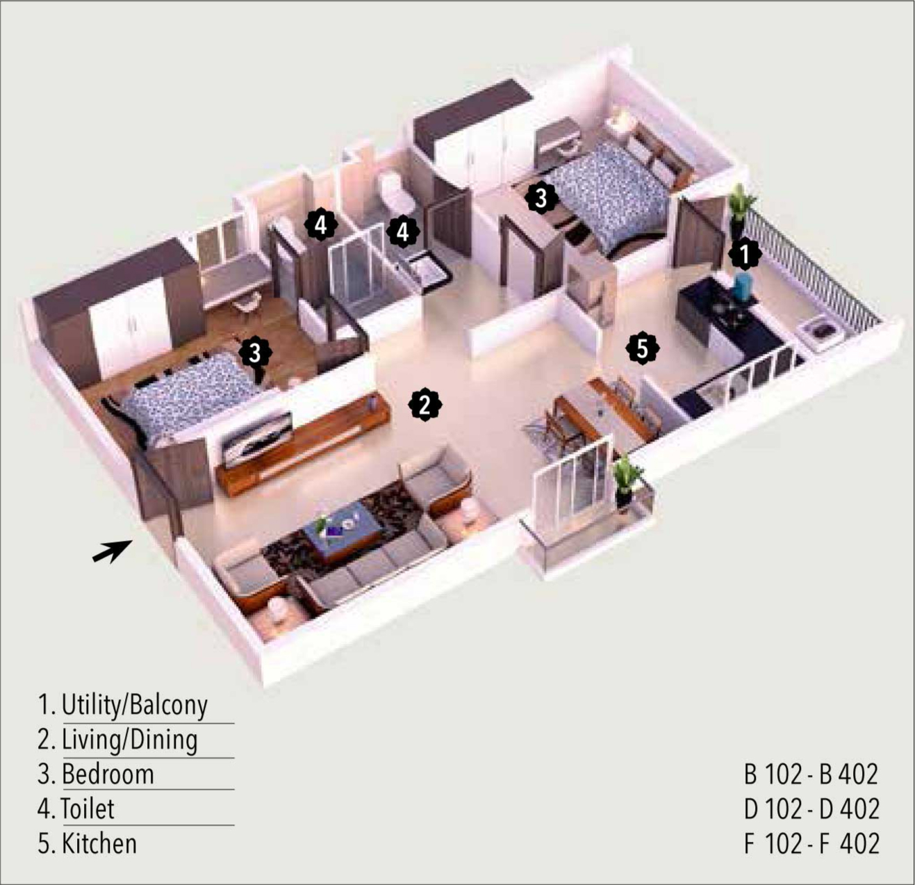 BPTP 4BHK Floor plan 1998 sqft layout