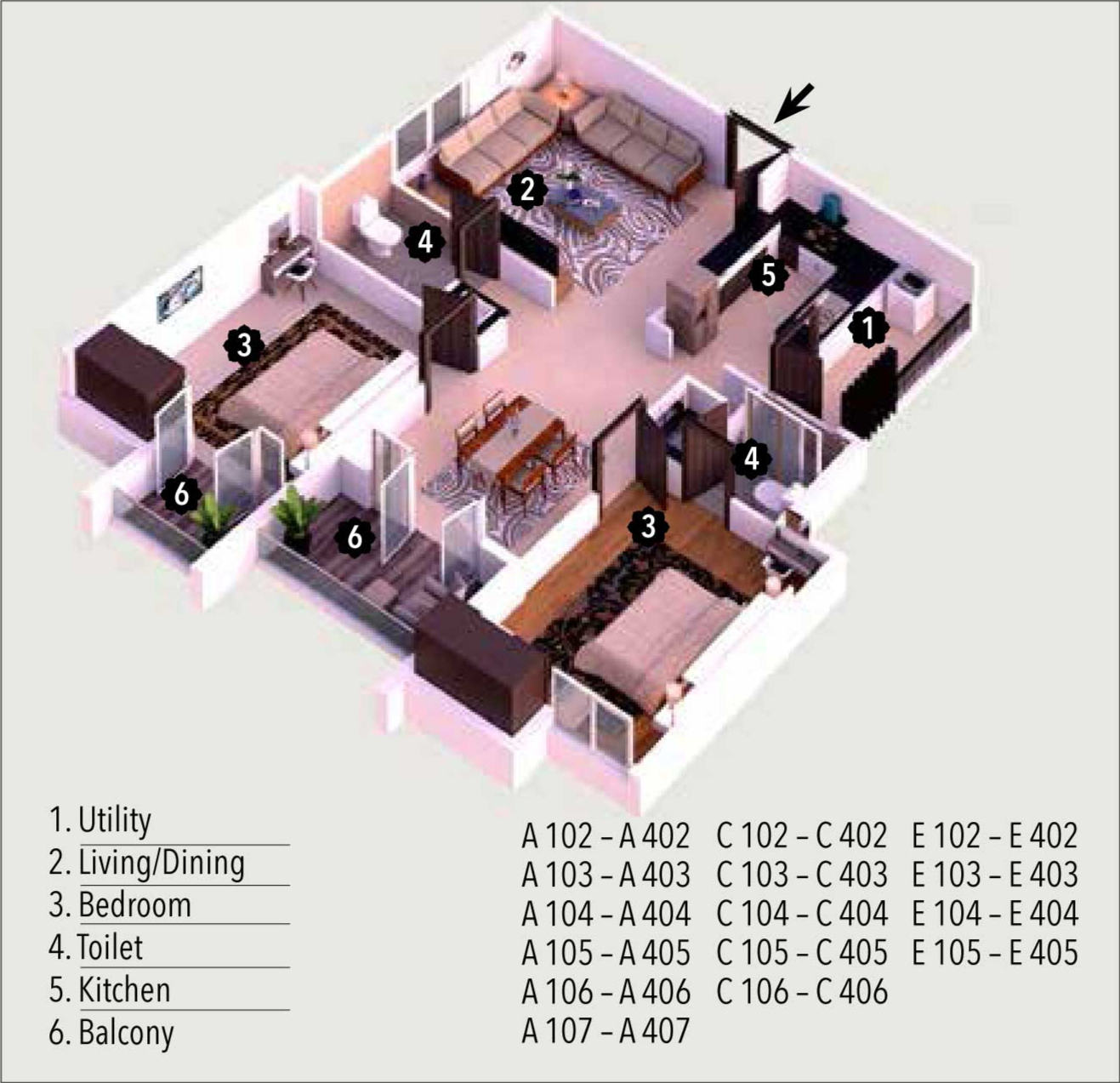 BPTP 4BHK Floor plan 1998 sqft layout