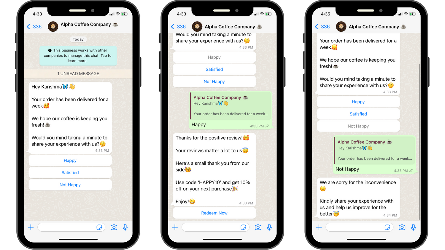 feedback messages
