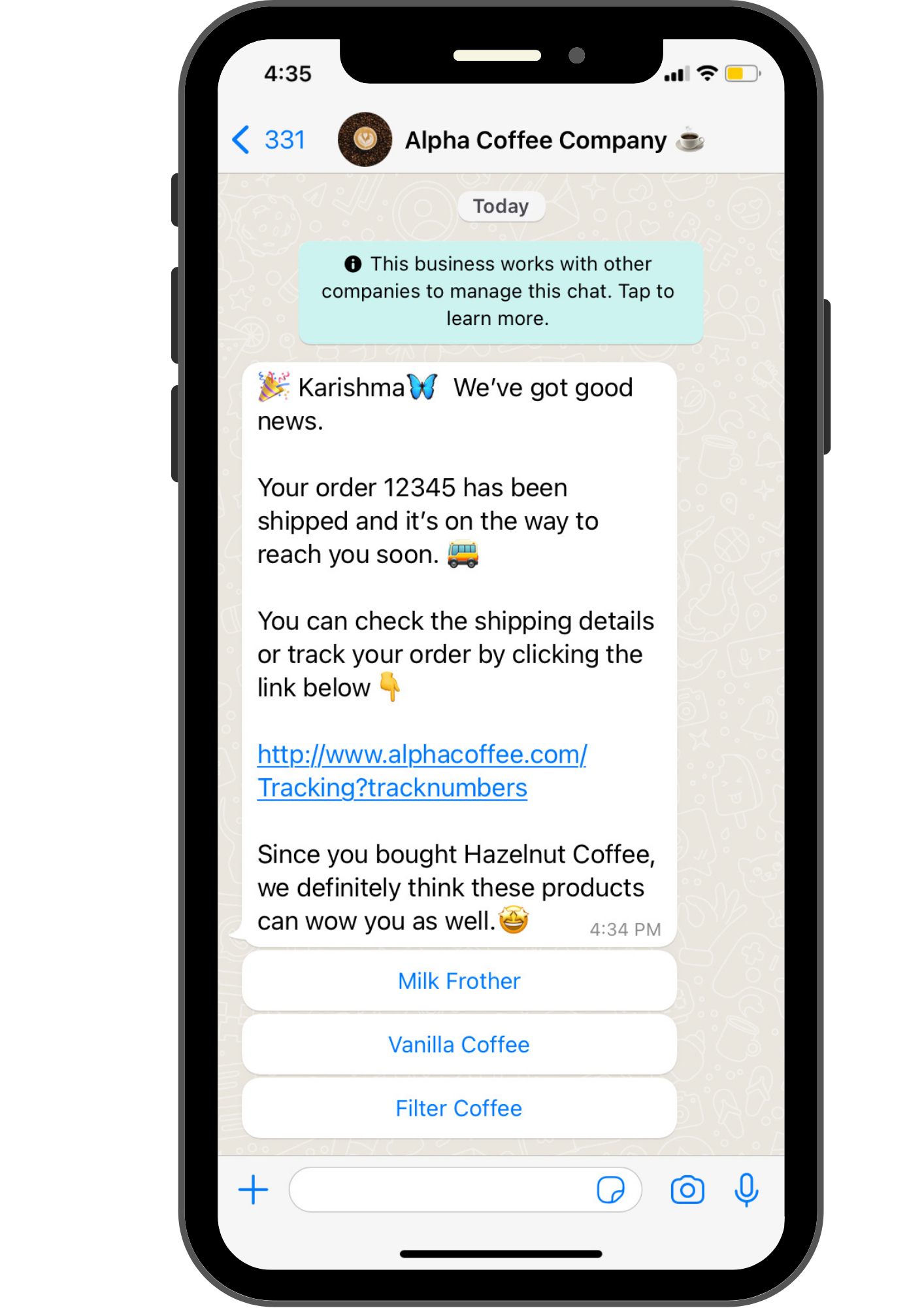 shipping notifications