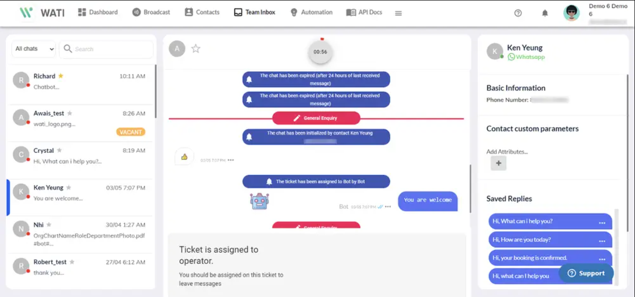 set auto reply with wati