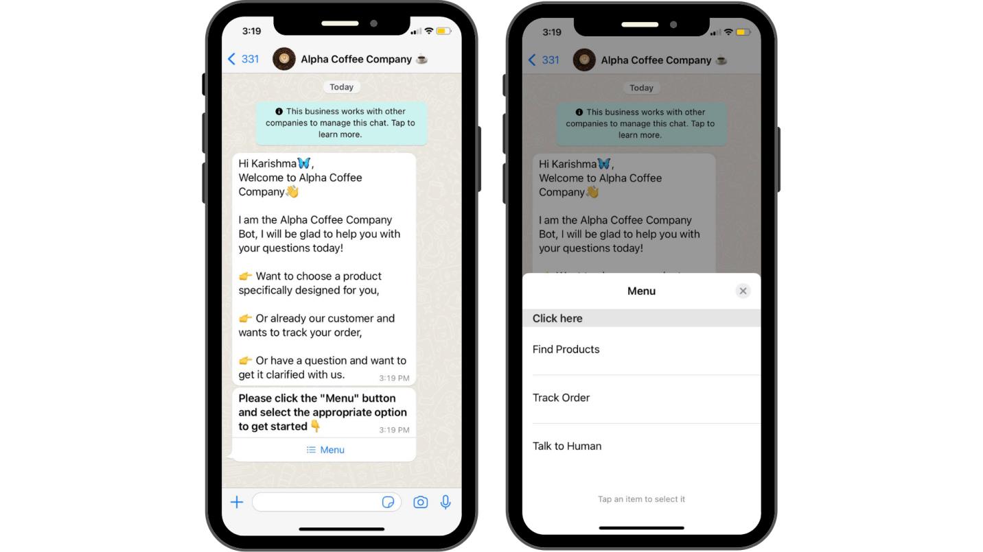 WhatsApp customer support chatbot