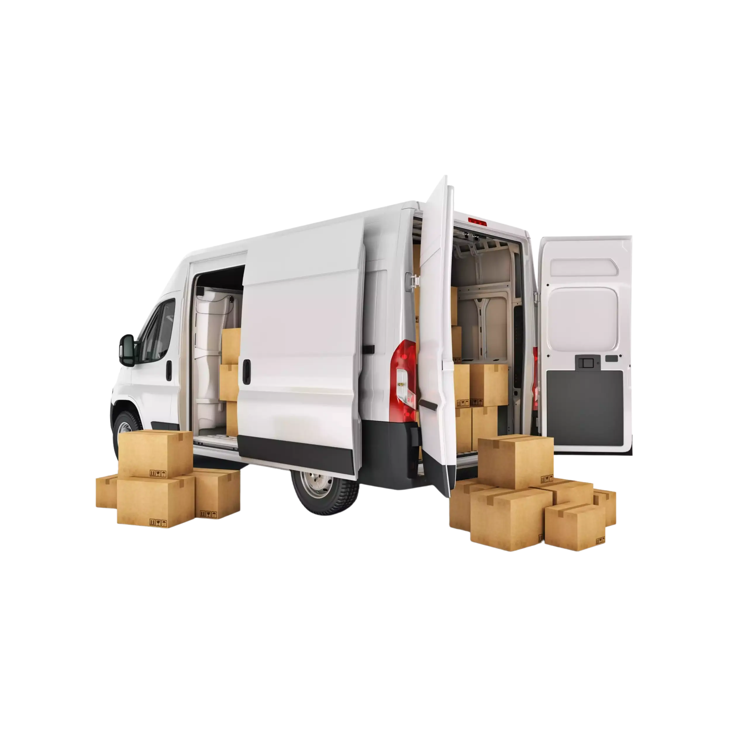 Loaded van with boxes