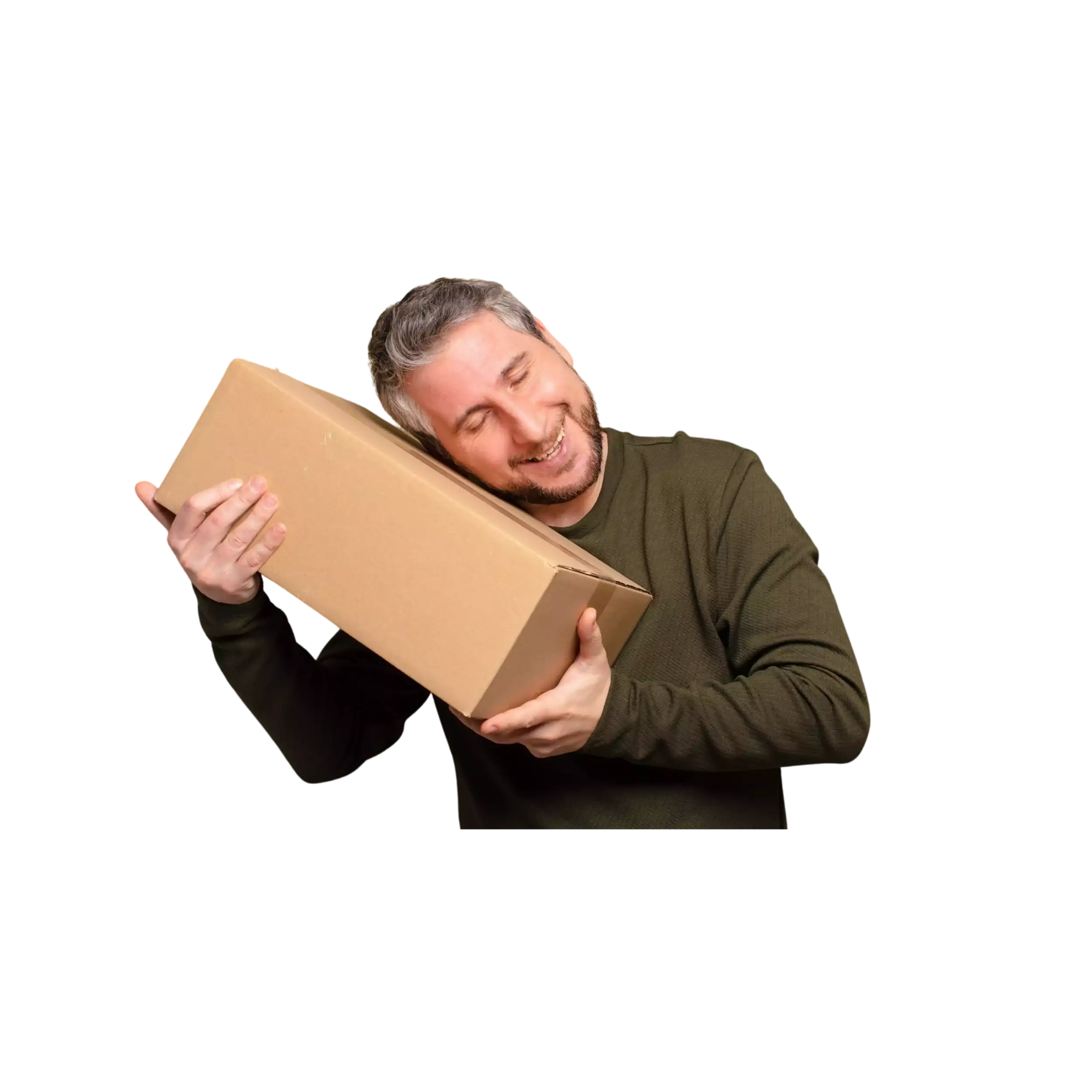 Caring man with a box