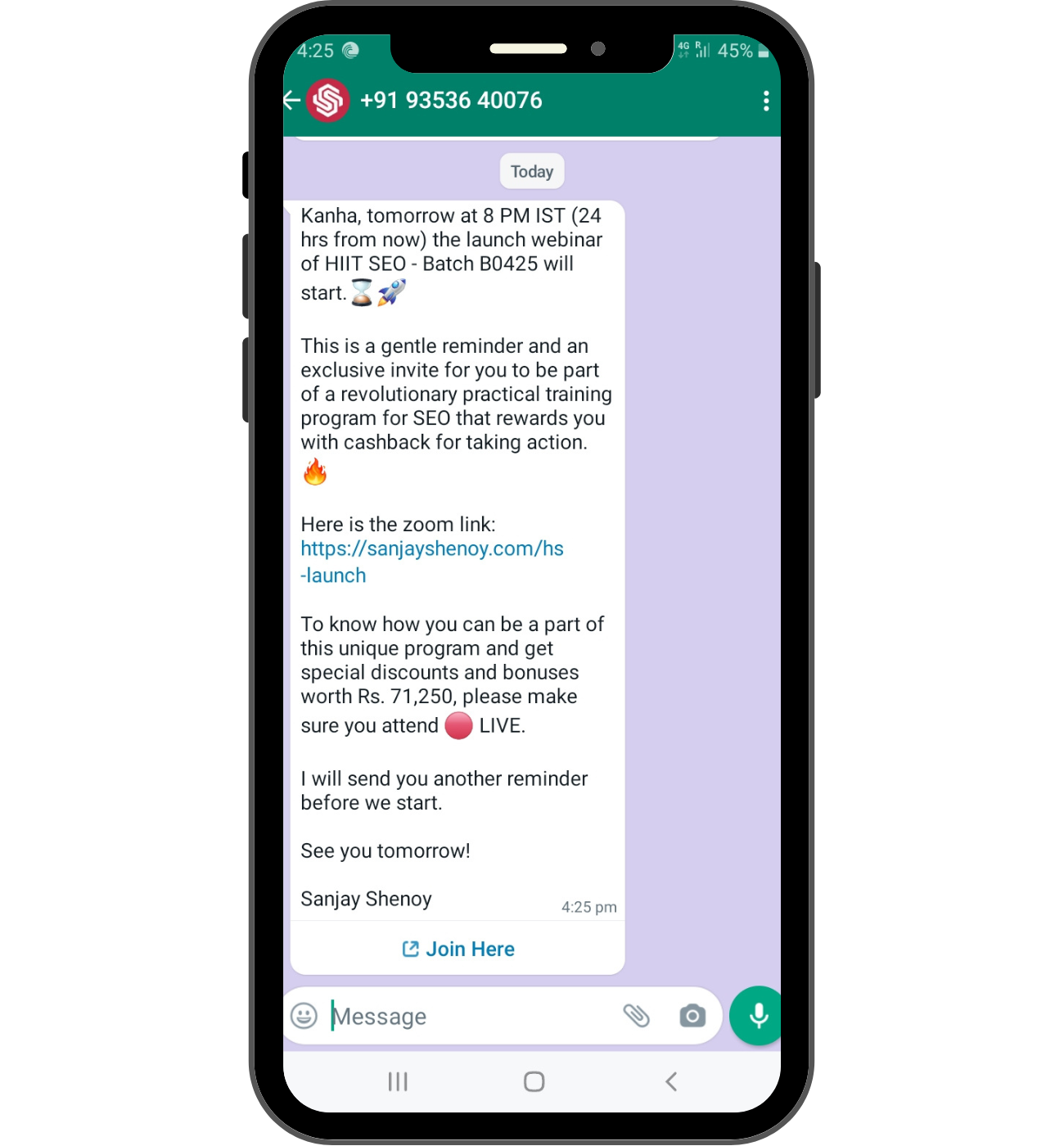 sanjay shenoy whatsapp marketing case study