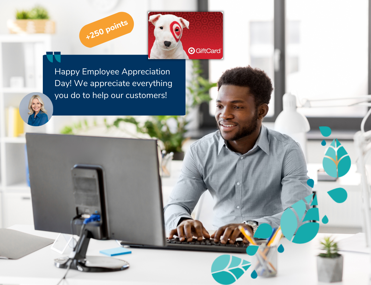 Employee being recognized for customer service