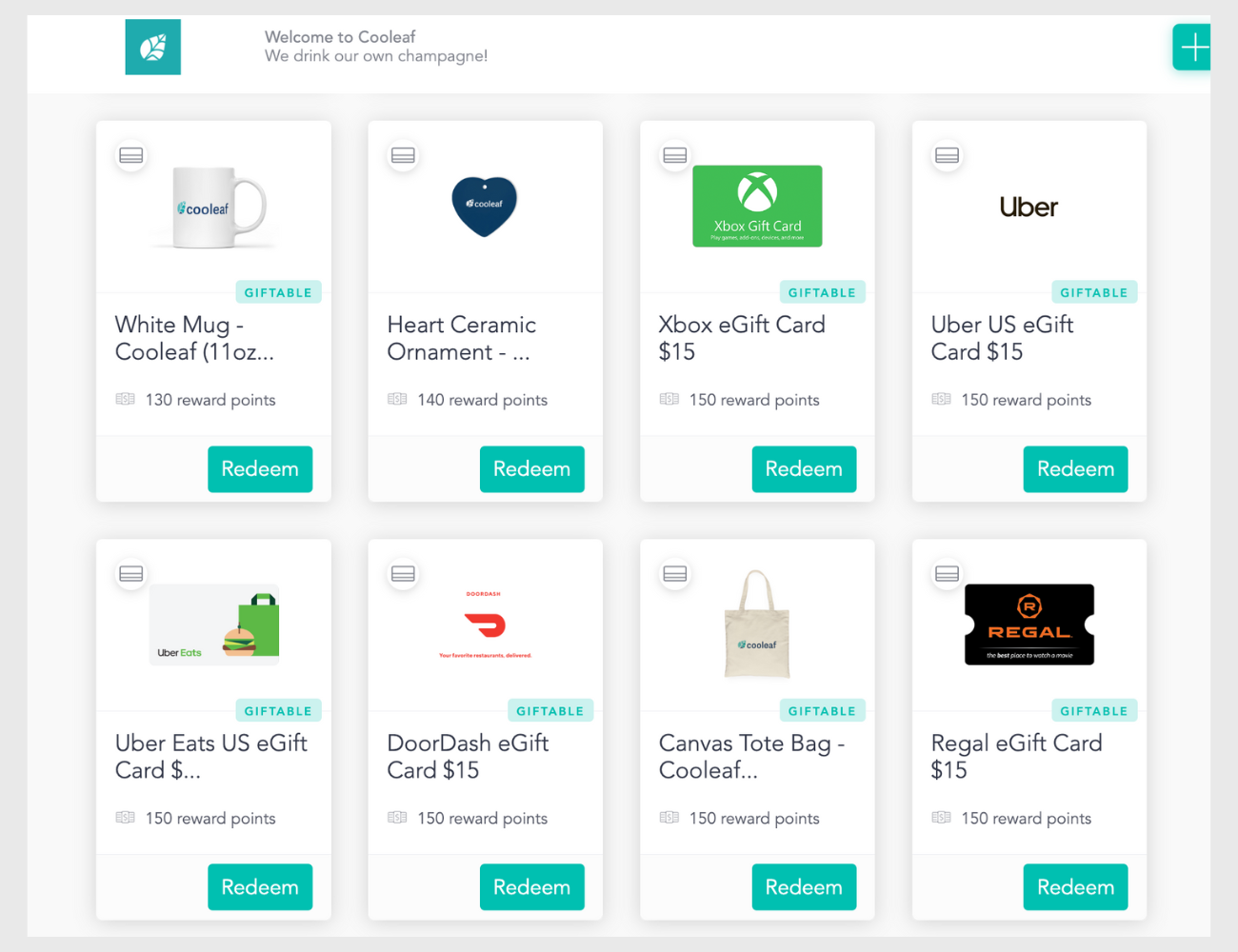 Cooleaf rewards catalog