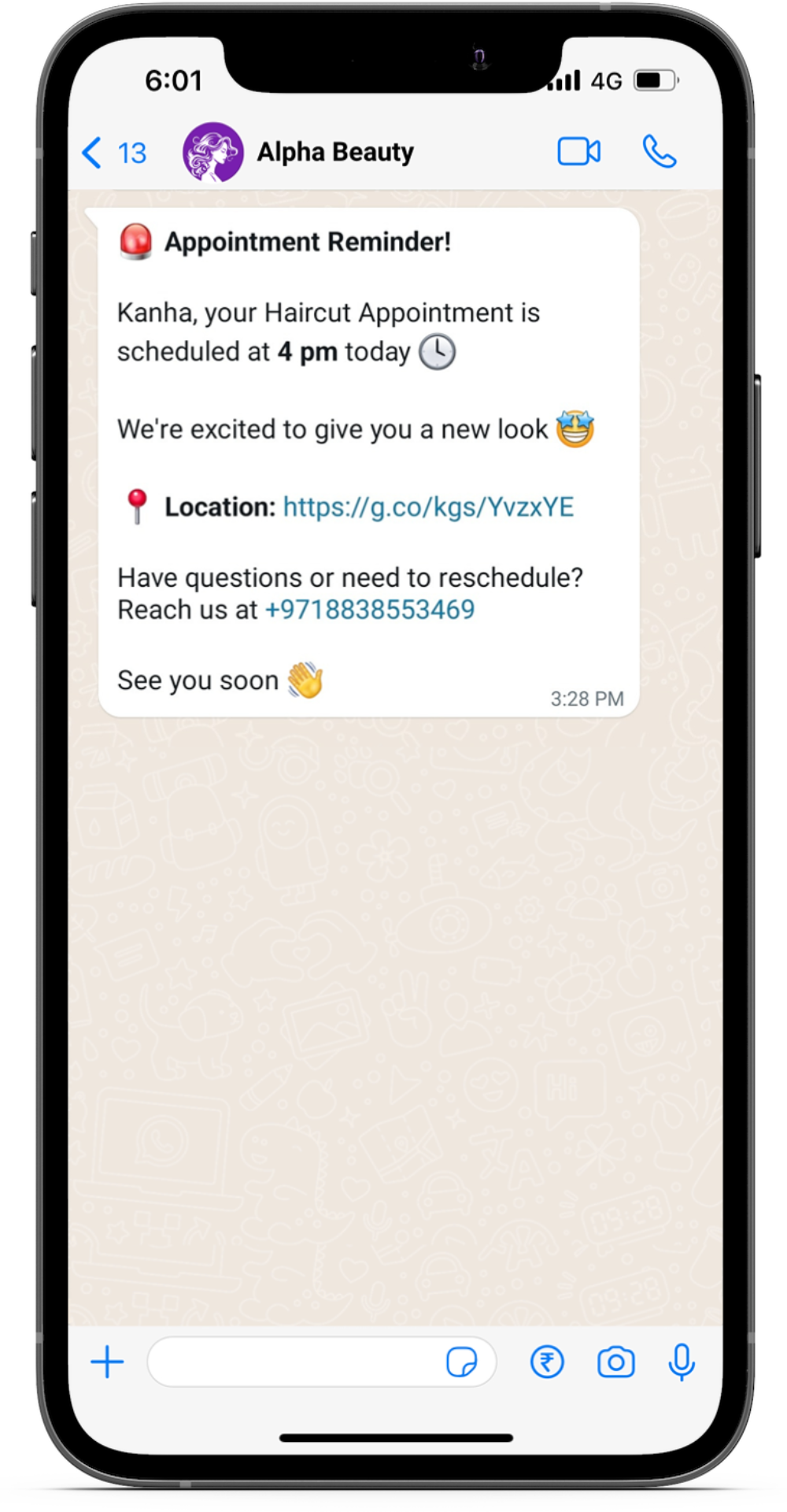 Appointment booking for beauty salons using WhatsApp