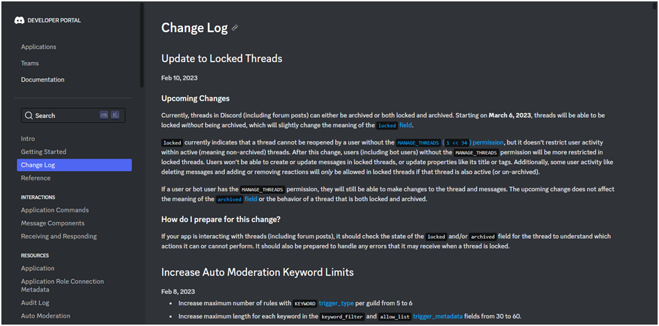 Discord Changelog