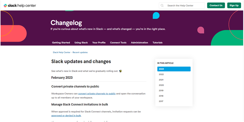 Slack Changelog