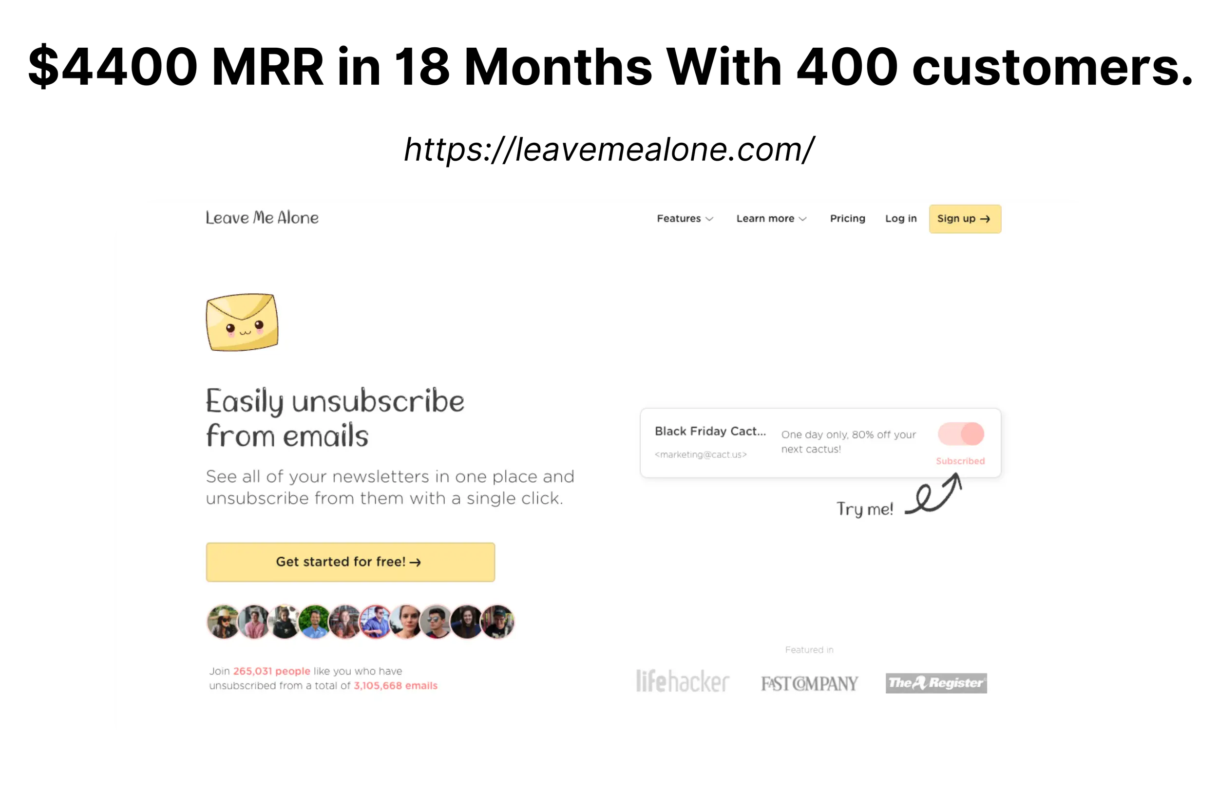 $4400 mrr in 18 months with 400 customers