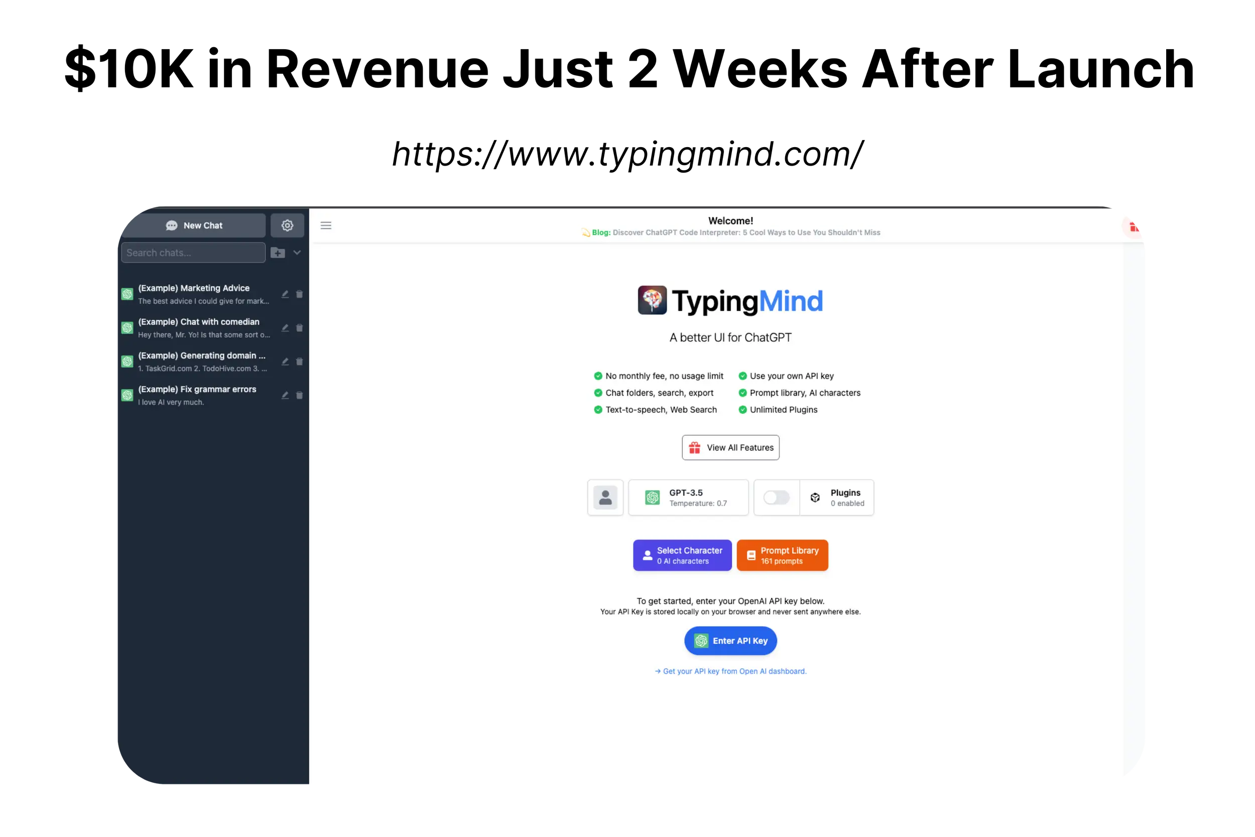 10k in revenue just 2 weeks after launch