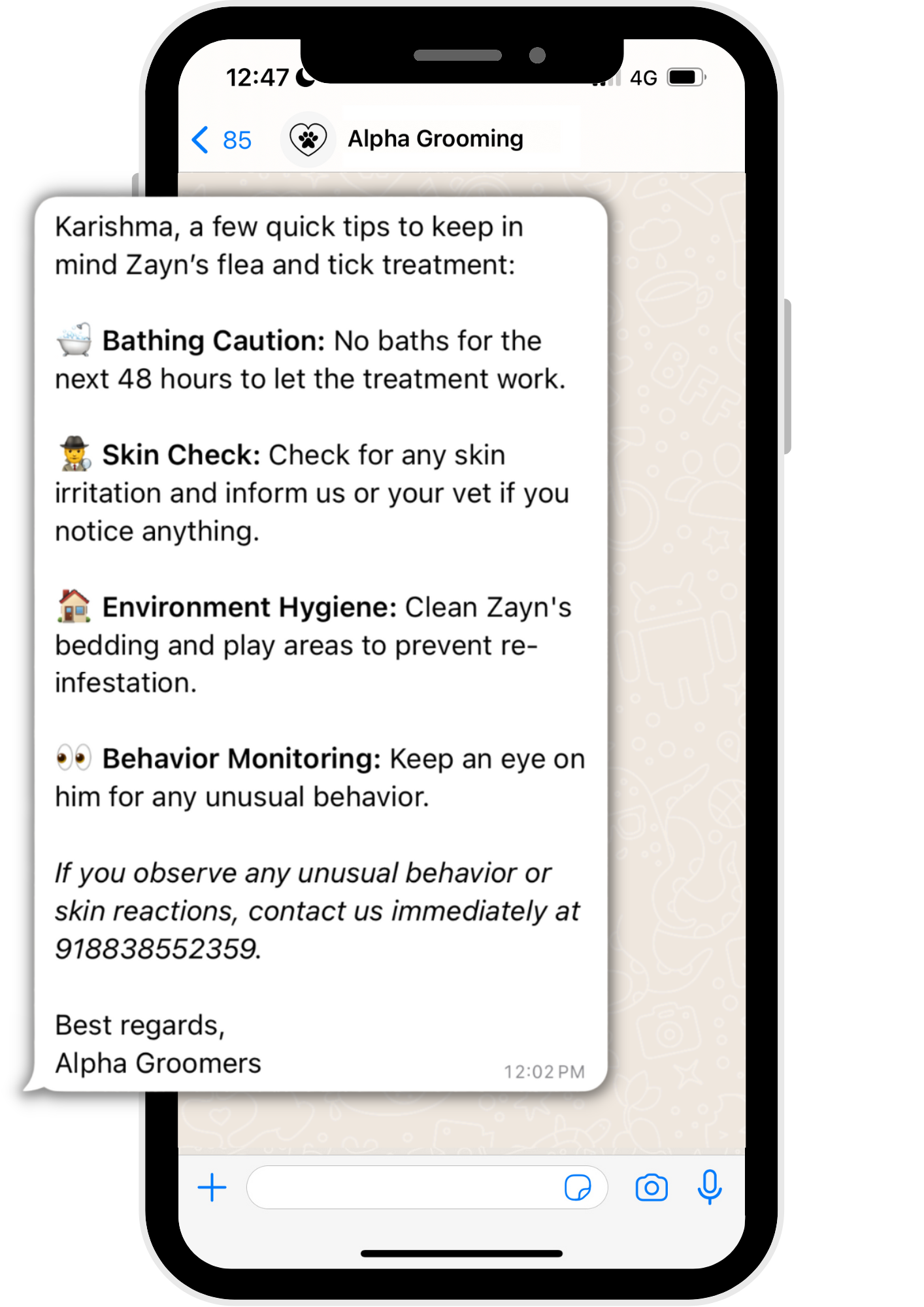 WhatsApp marketing for pet grooming clinics
