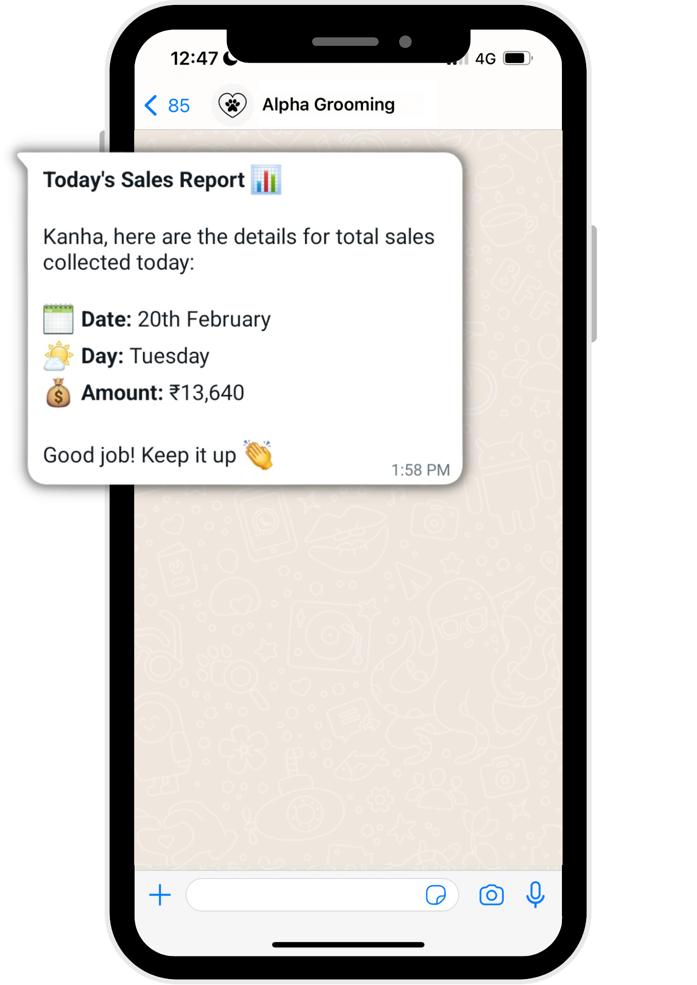 Get daily sales report on WhatsApp