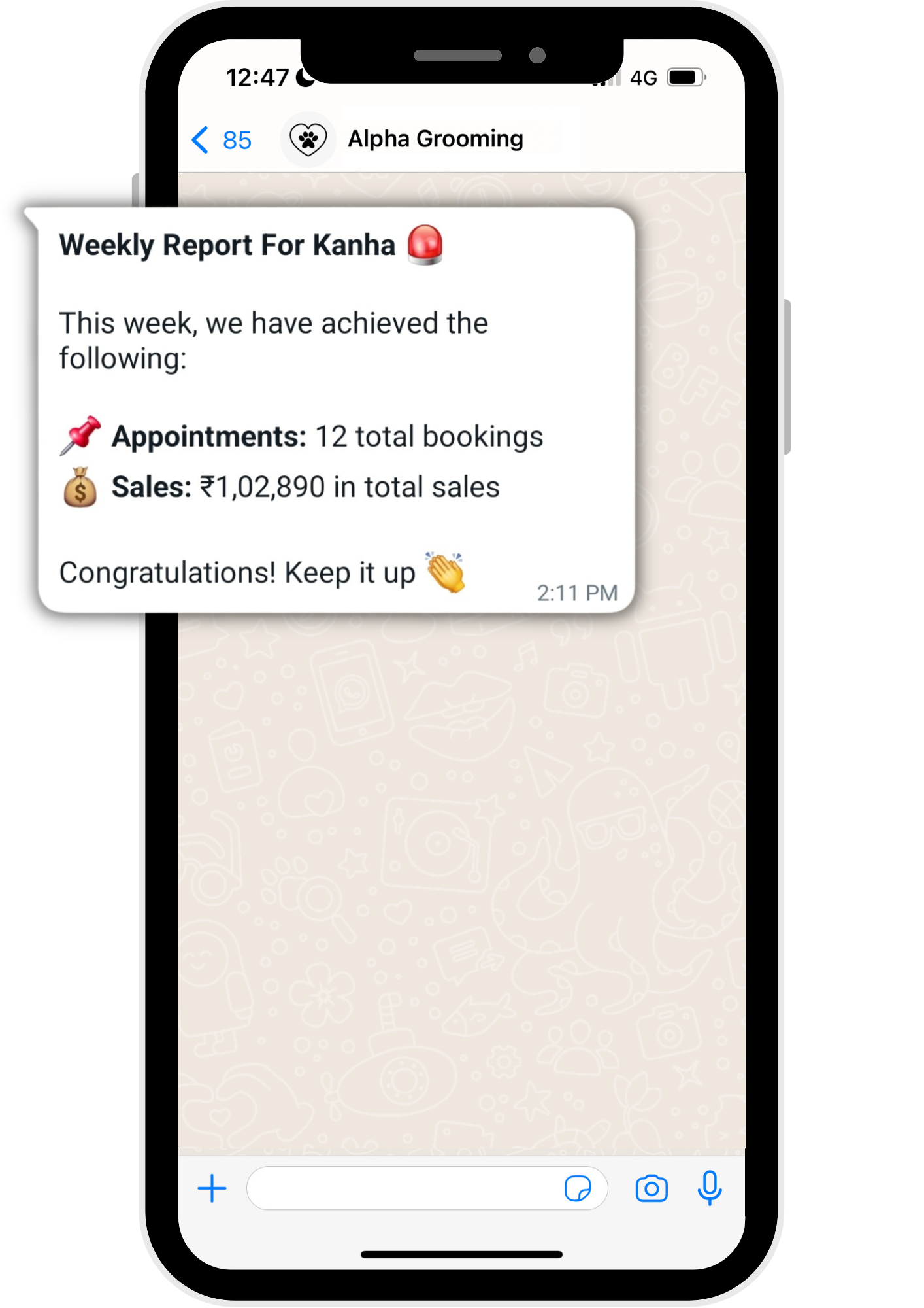 Get weekly report on WhatsApp