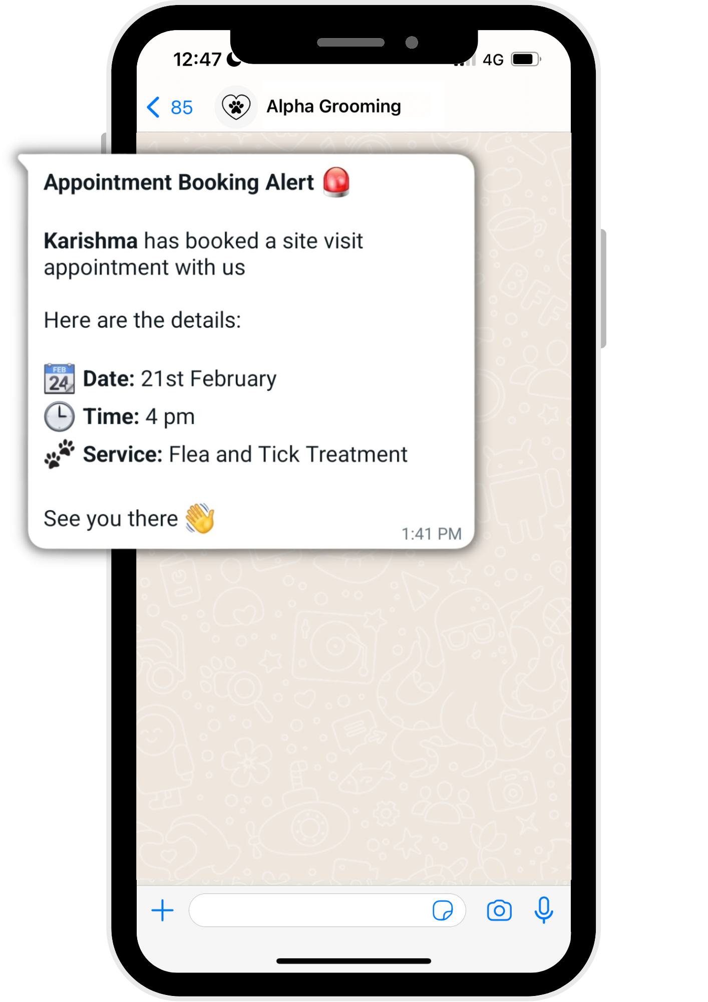Receive Appointment Booking Messages On WhatsApp