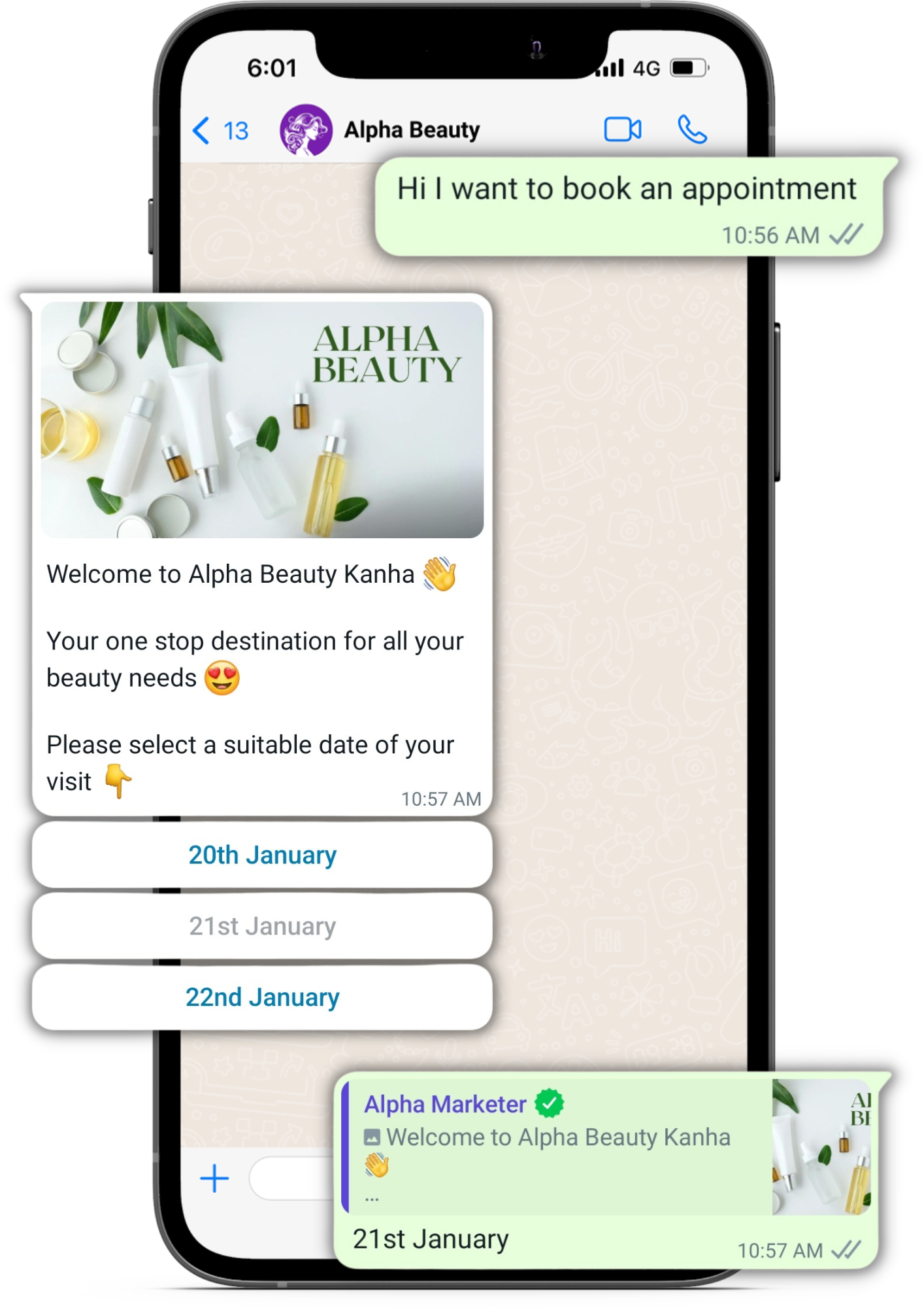 Appointment booking for beauty salons using WhatsApp
