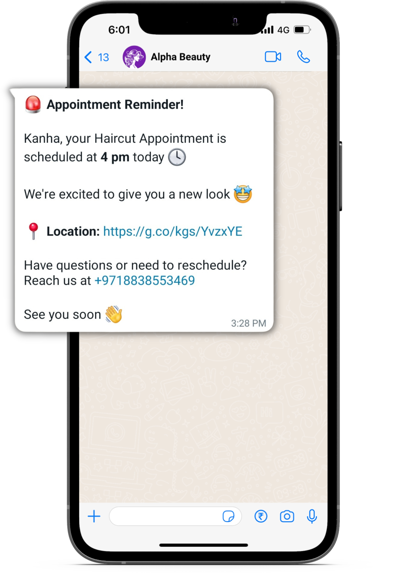 Appointment booking for beauty salons using WhatsApp