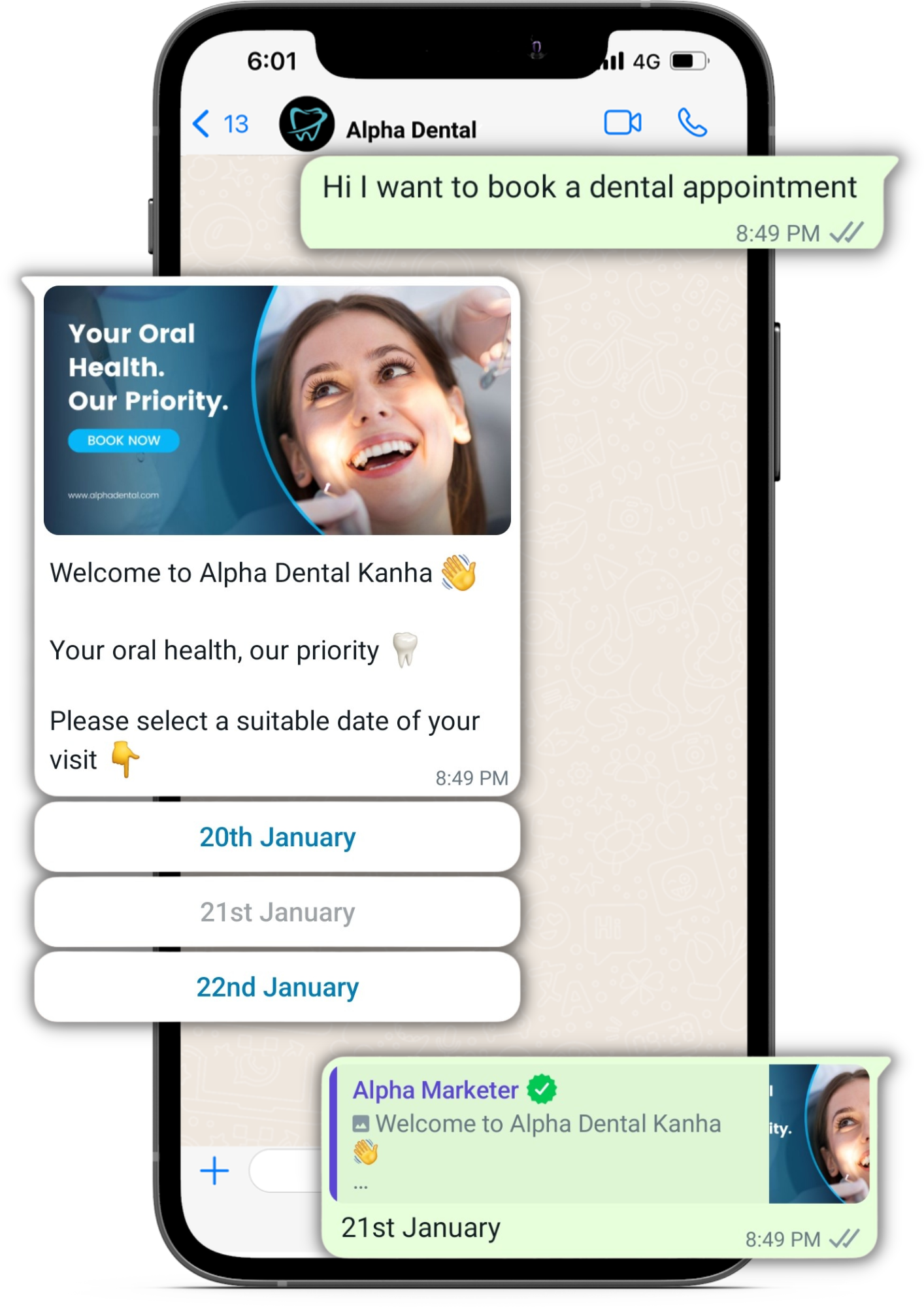 Appointment booking for dental clinics using WhatsApp