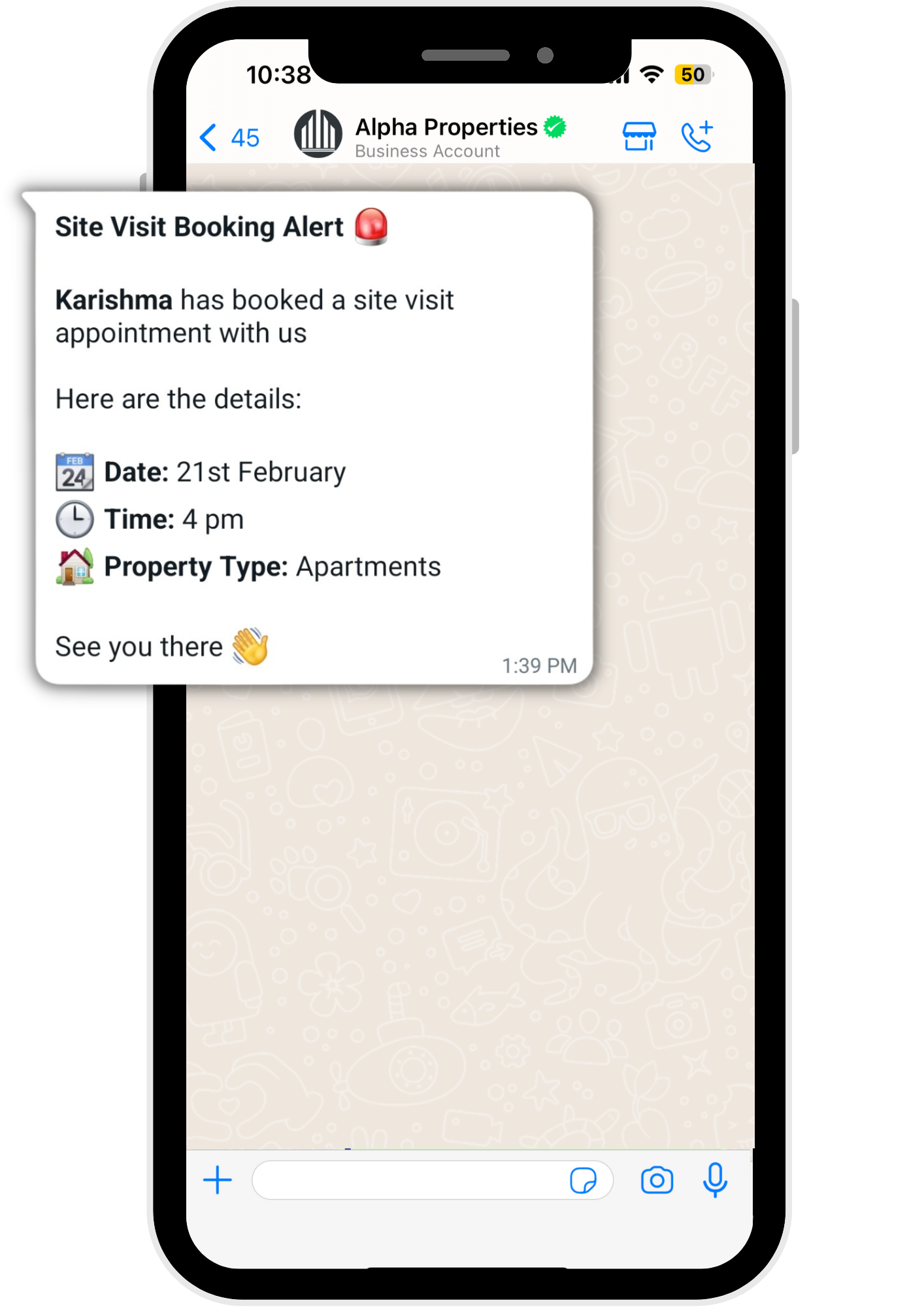 Receive Site Visit Booking Messages On WhatsApp