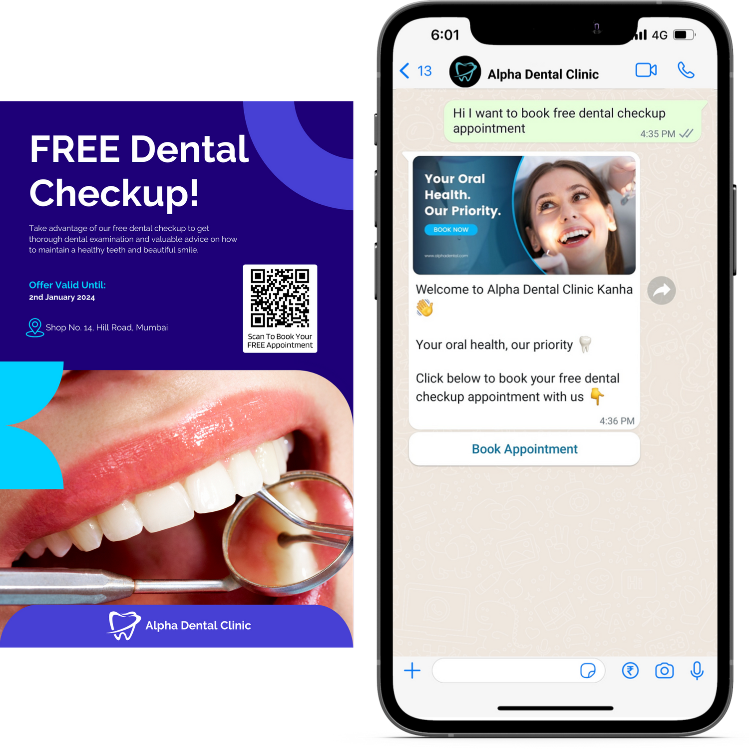 Offline to online conversion on WhatsApp for dental clinics