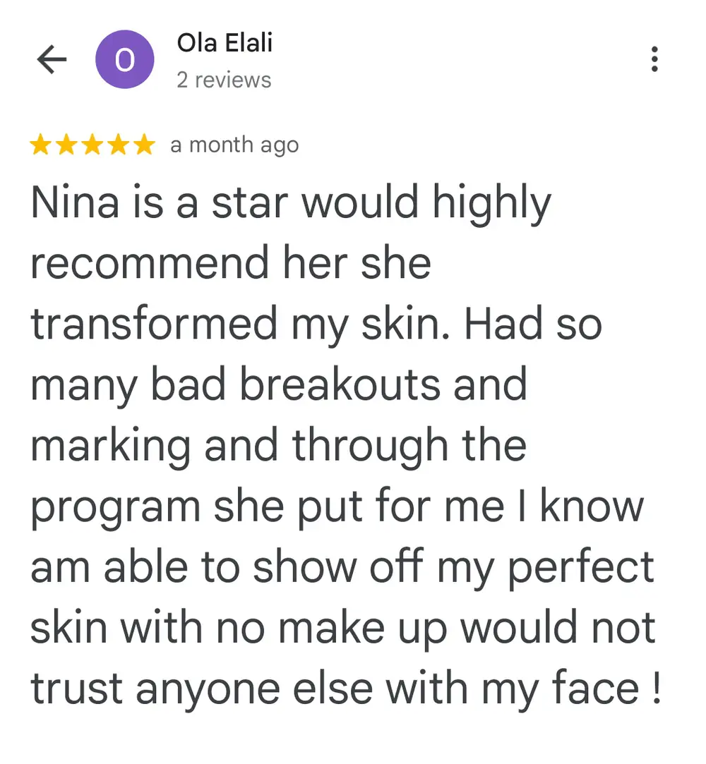 Google review for Ivory Aesthetics Clinic