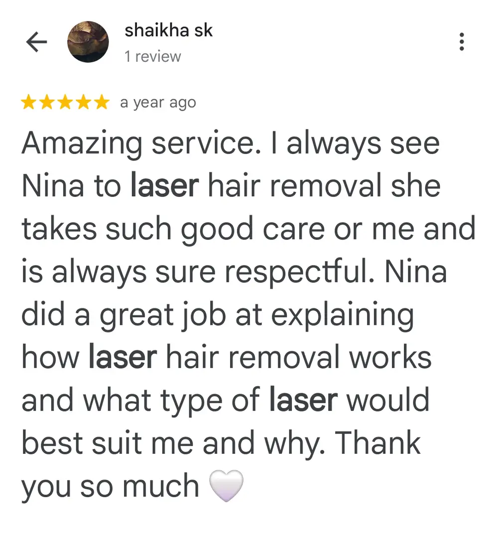 Google review for Ivory Aesthetics Clinic