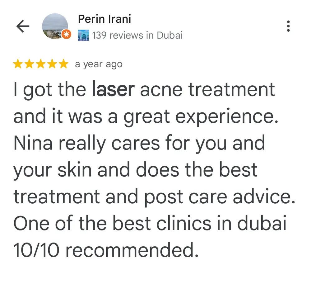 Google review for Ivory Aesthetics Clinic