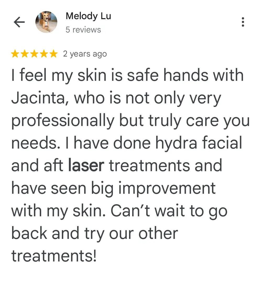 Google review for Ivory Aesthetics Clinic