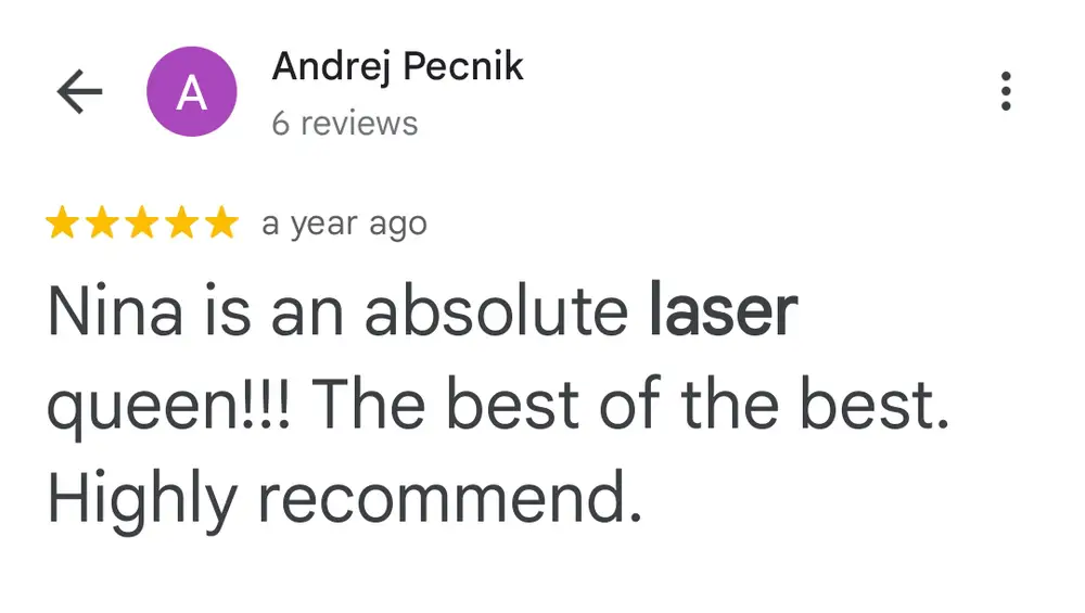 Google review for Ivory Aesthetics Clinic