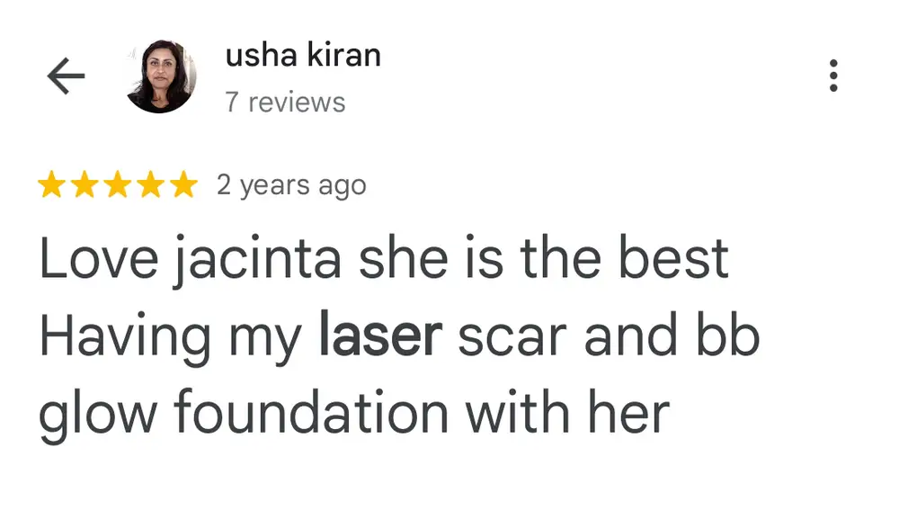Google review for Ivory Aesthetics Clinic