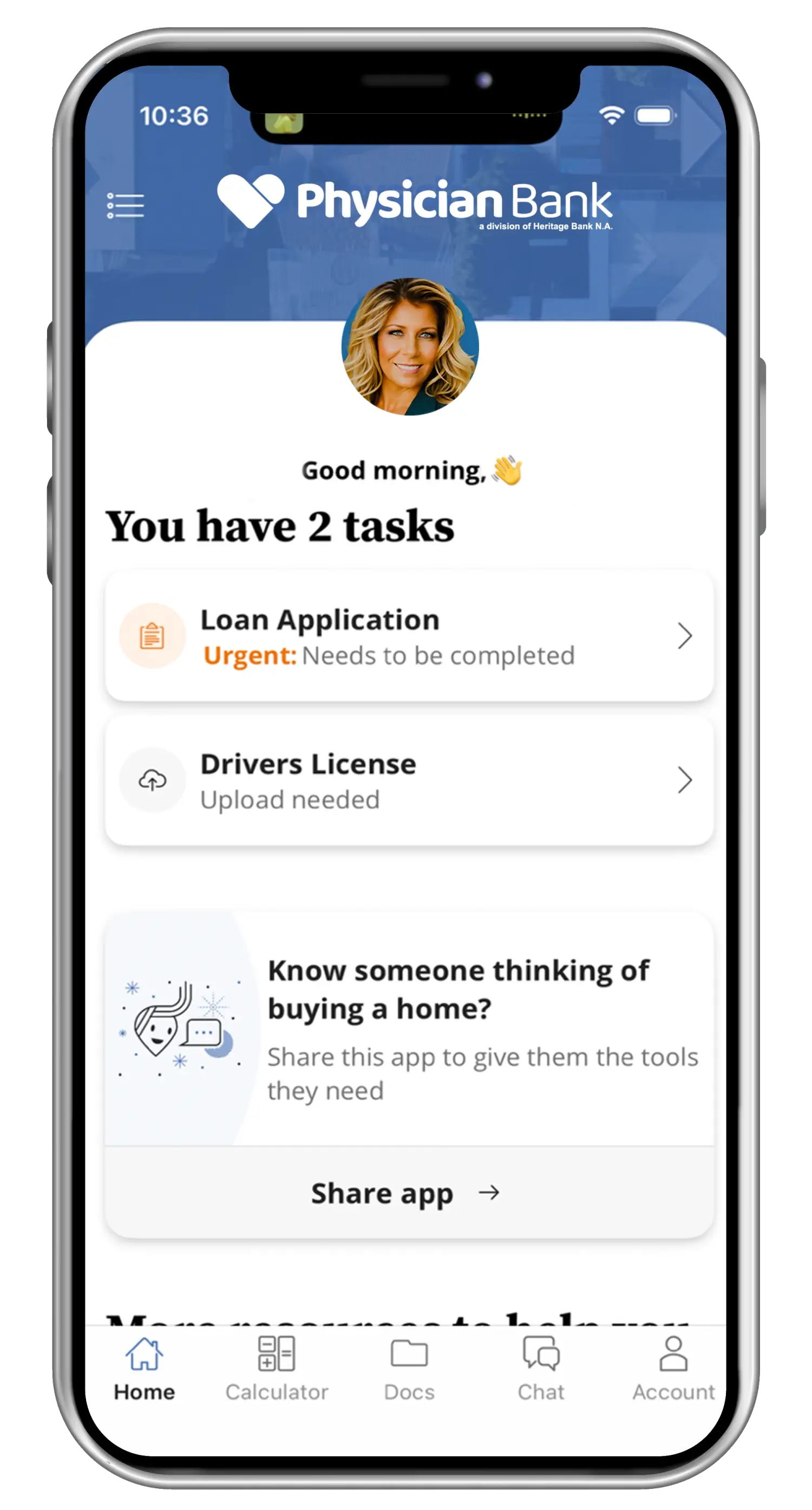 image of phone with MyLoan App showing