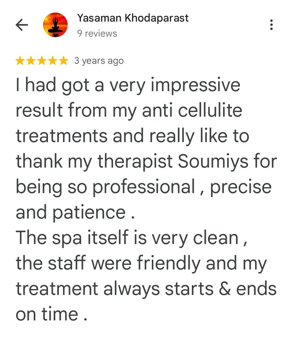 Google review: Yasaman, anti-cellulite treatment