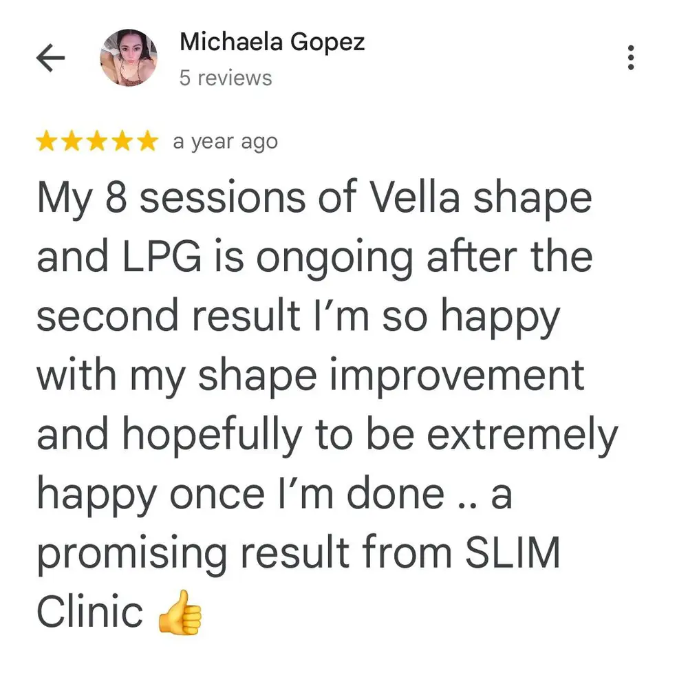 Google review: Michaela, VelaShape