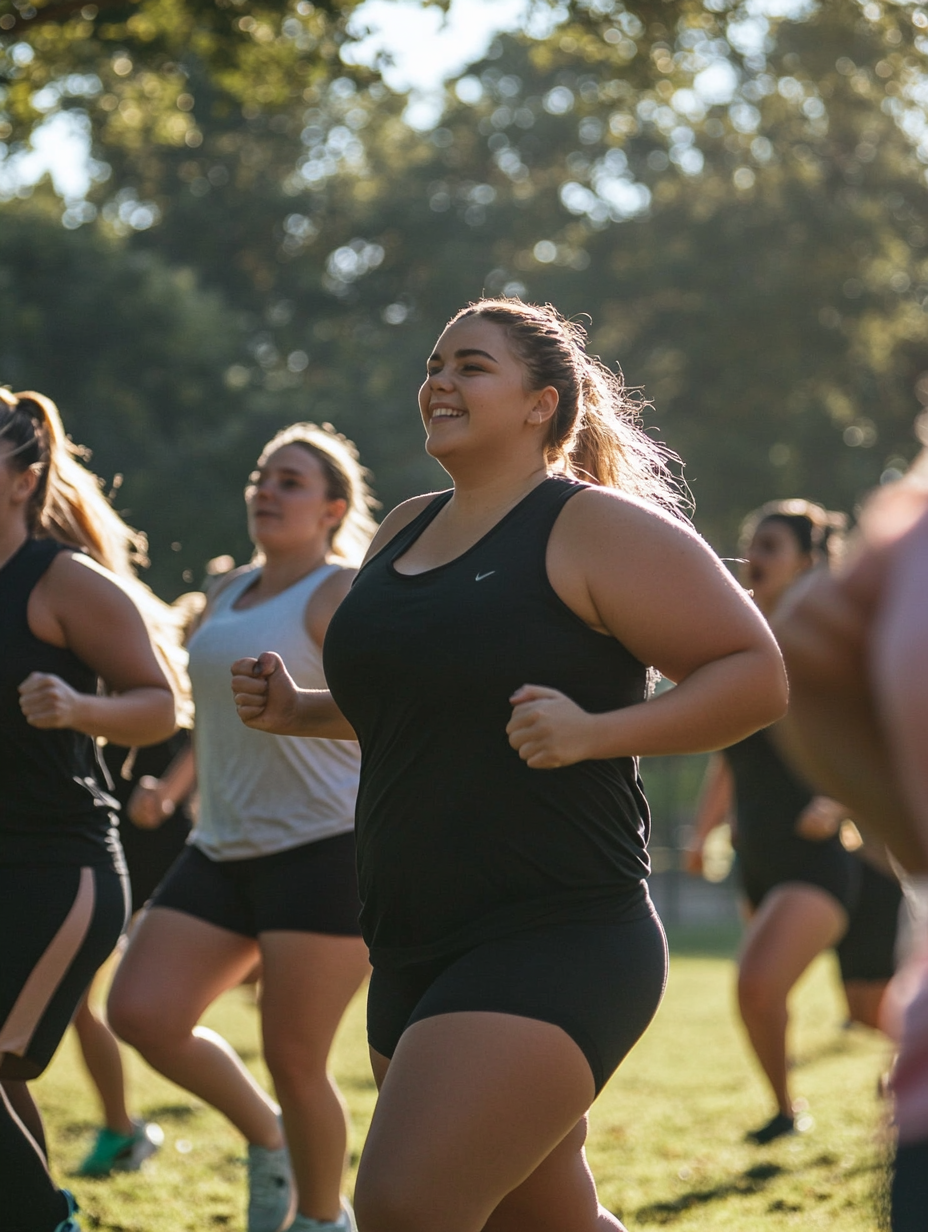 Groupe de jeunes en plein effort lors d’une séance de cross training en extérieur