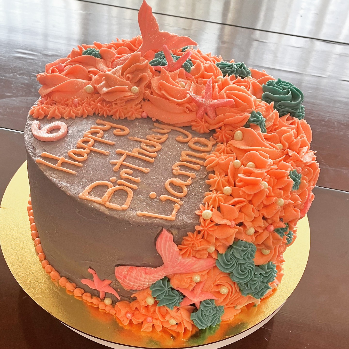 Bridgette's real mermaid themed celebration cake