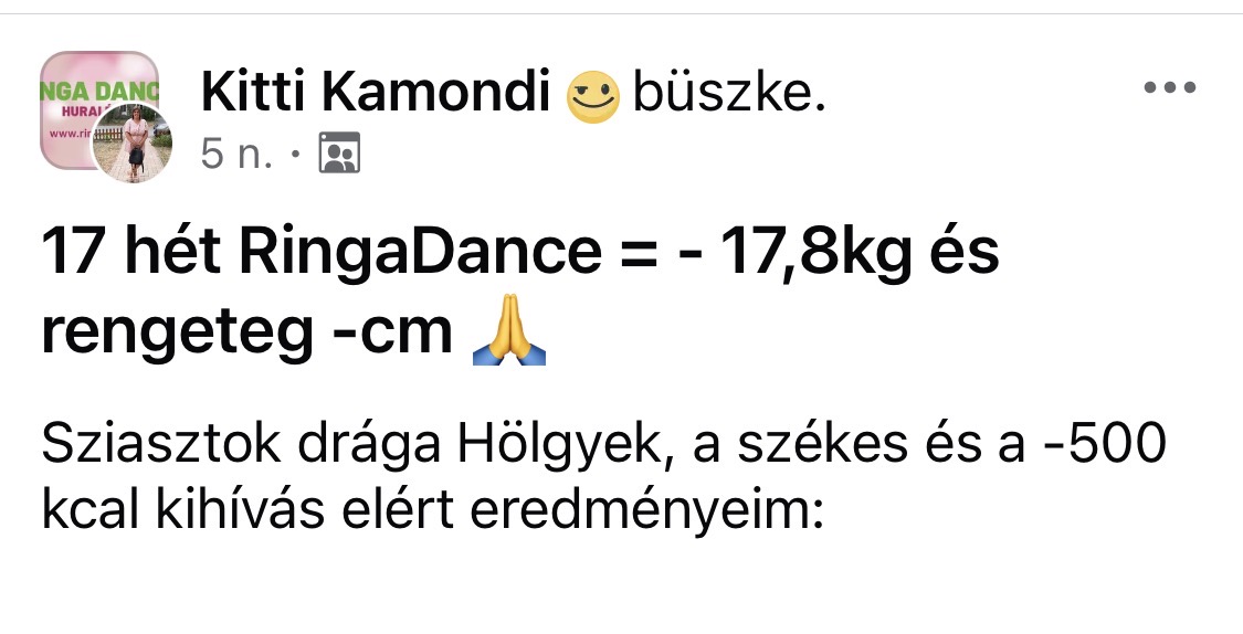 Kitti 17 hét RingaDance után: -17,8 kg és rengeteg centi