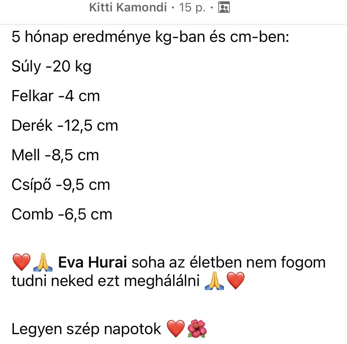 Kitti 5 hónapos eredménye: -20 kg és centiméterek, köszönet Hurai Évának