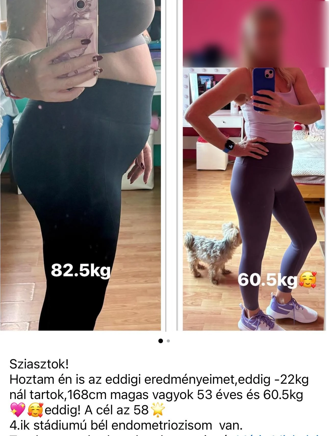 22 kg fogyás 82,5-ről 60,5 kg-ra