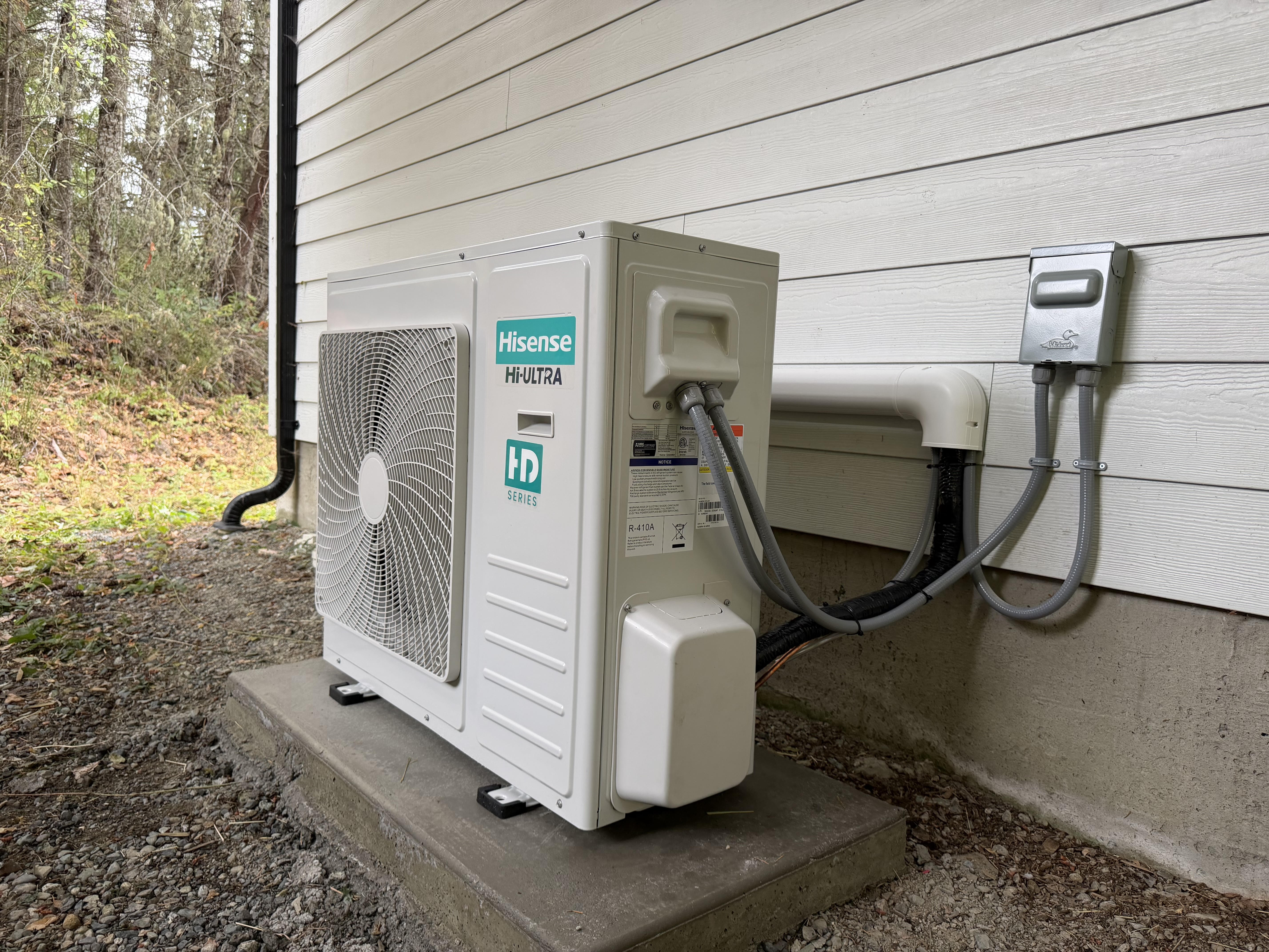 Ductless mini split heat pump installed on a Vancouver Island home