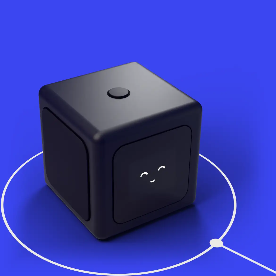 Tomi Cube on Electric Blue background
